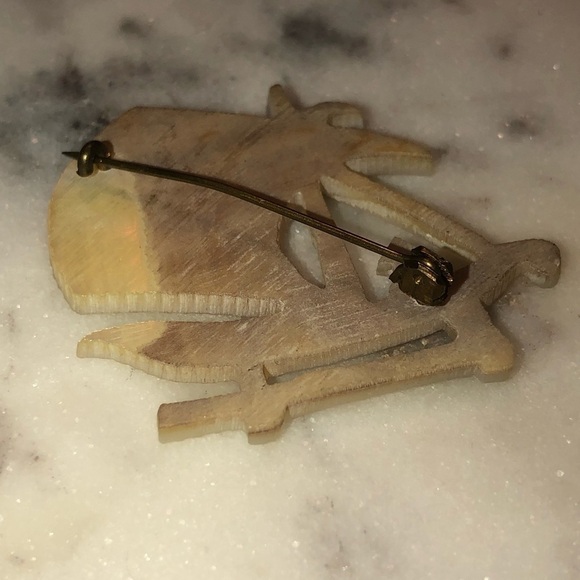 vtg 1930’s Abalone Mother of Pearl Sailboat Brooch C Clasp 1.6” - Picture 3 of 6